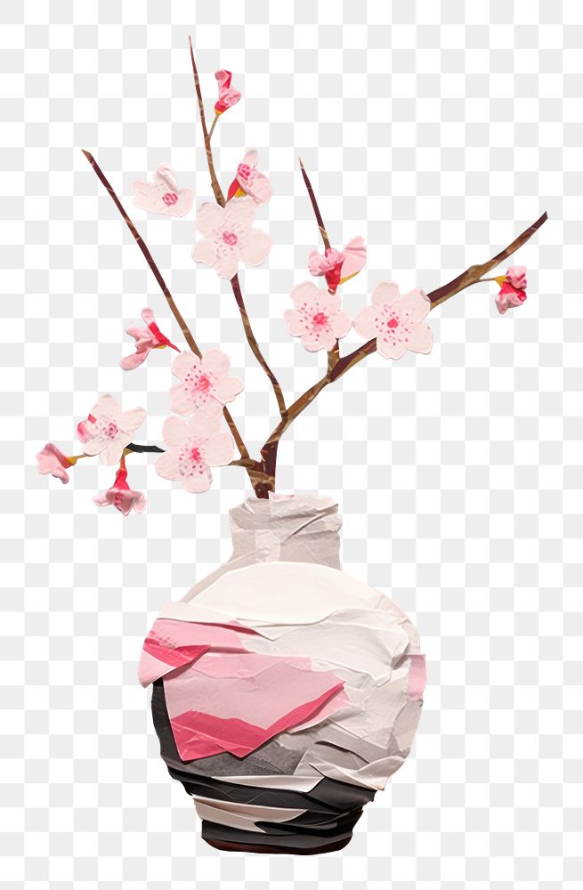 PNG Cherry blossom vase art flower. AI generated Image by rawpixel.