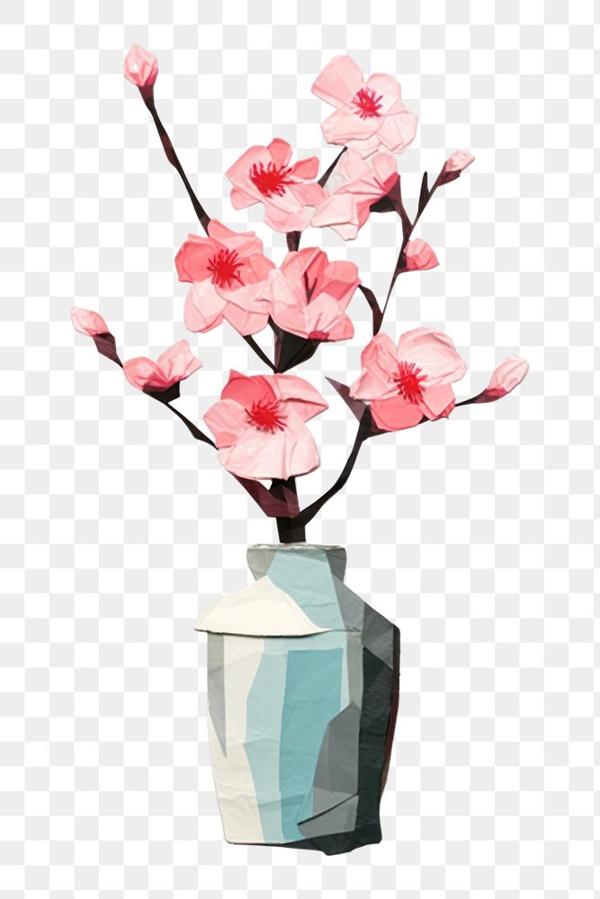 PNG Cherry blossom vase art flower. AI generated Image by rawpixel.