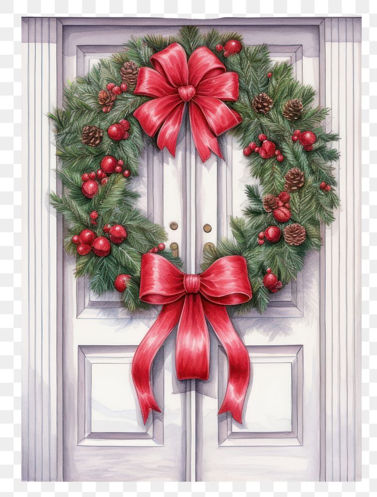 PNG Christmas wreath door red. | Premium PNG - rawpixel