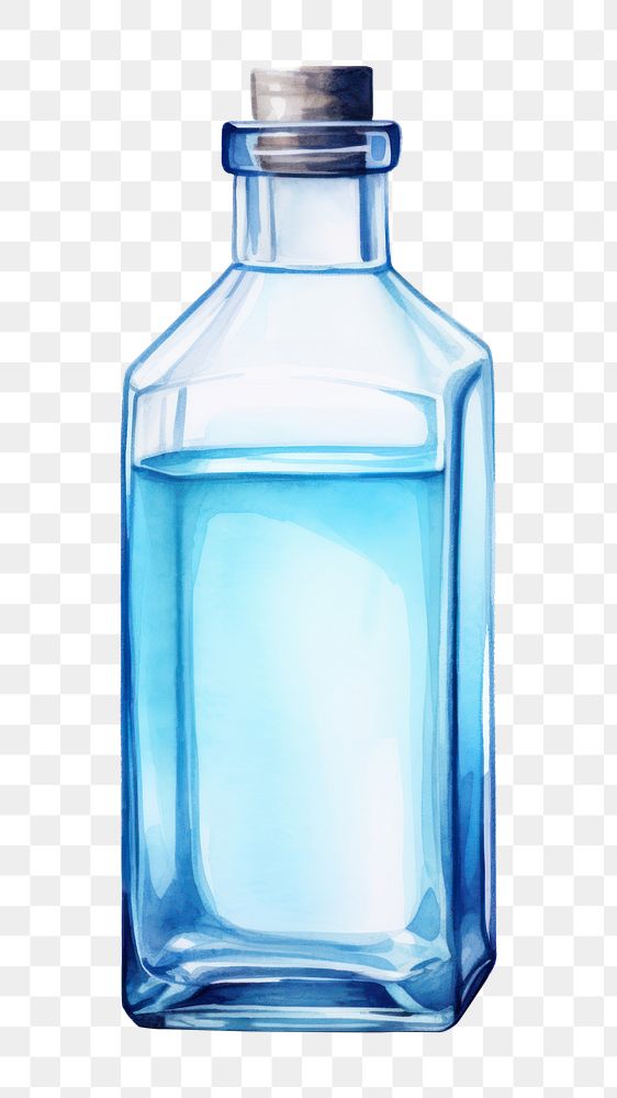 PNG Blue Ethyl Alcohol bottle glass blue. 