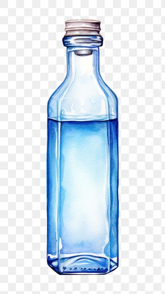 PNG Blue Ethyl Alcohol bottle glass blue. AI generated Image by rawpixel.