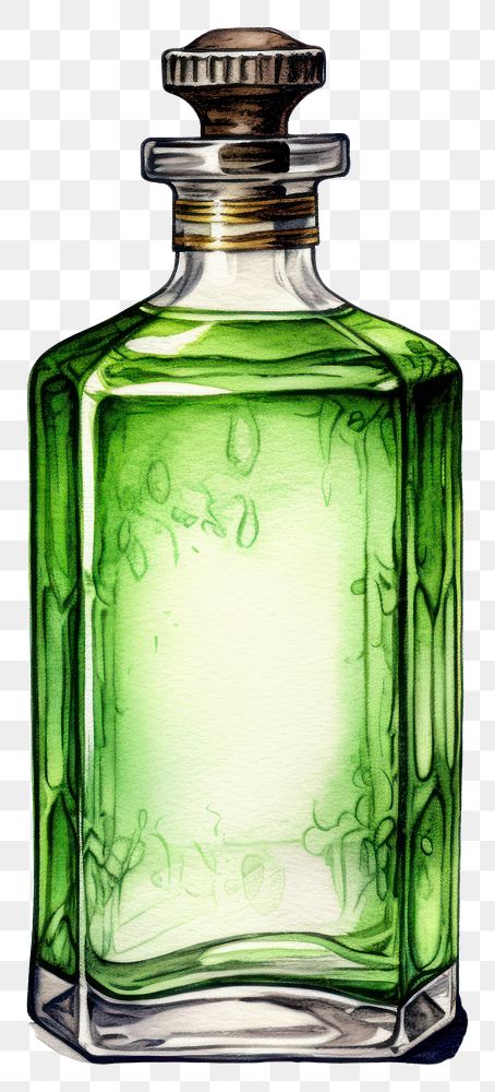 PNG Bottle perfume green white background. AI generated Image by rawpixel.