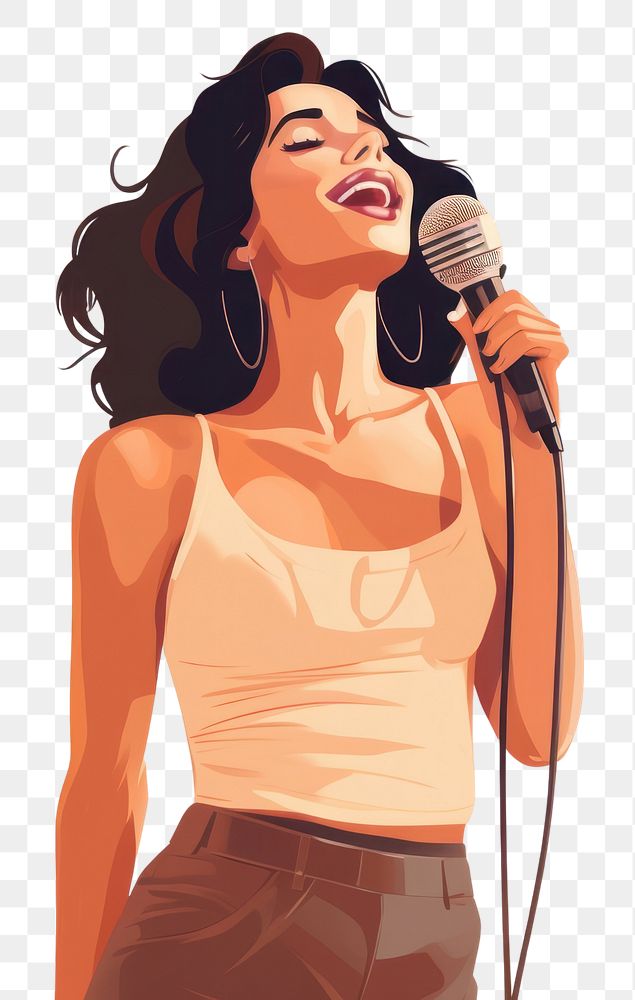 PNG American woman microphone karaoke adult. AI generated Image by rawpixel.