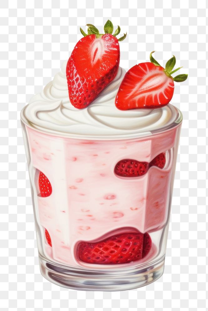 PNG Strawberry strawberry dessert yogurt. AI generated Image by rawpixel.