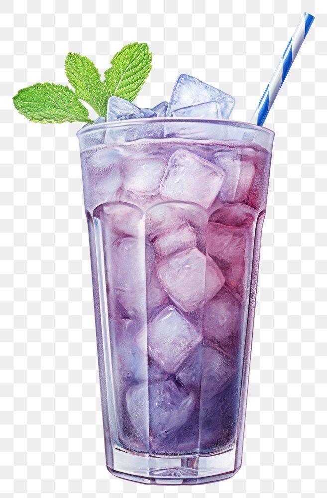 PNG Blueberry ice cocktail mojito. 