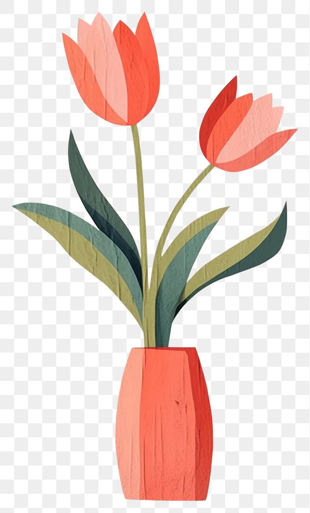 PNG Tulip vase painting flower. AI generated Image by rawpixel.