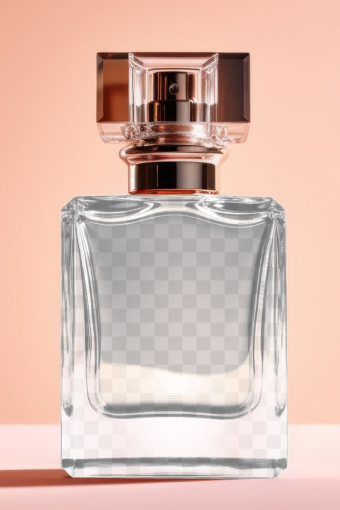 Perfume bottle png mockup, transparent product packaging