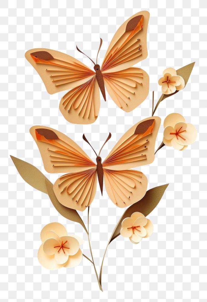 PNG Butterfly flower art white background. AI generated Image by rawpixel.