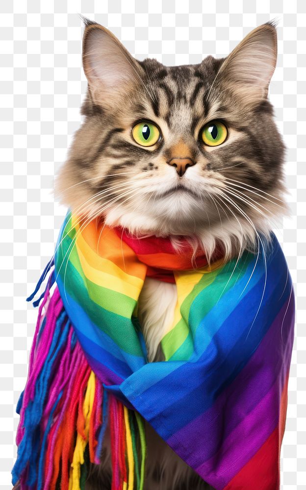 PNG Fun Y2K dandy cat rainbow mammal animal. AI generated Image by rawpixel.