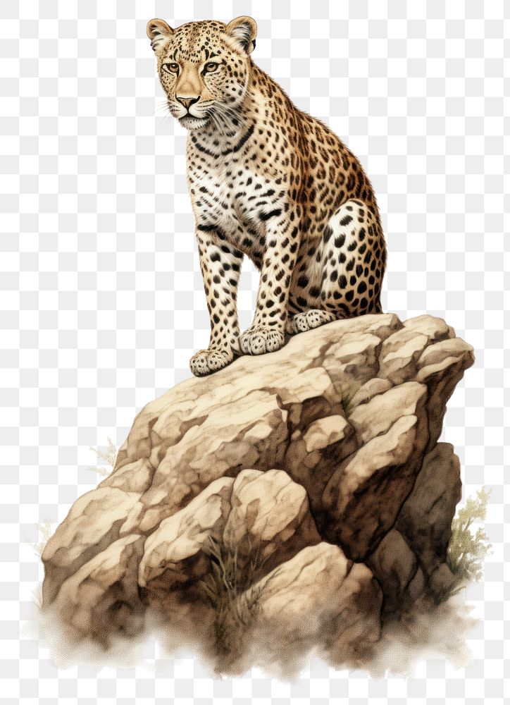 PNG Leopard wildlife cheetah cartoon. AI generated Image by rawpixel.