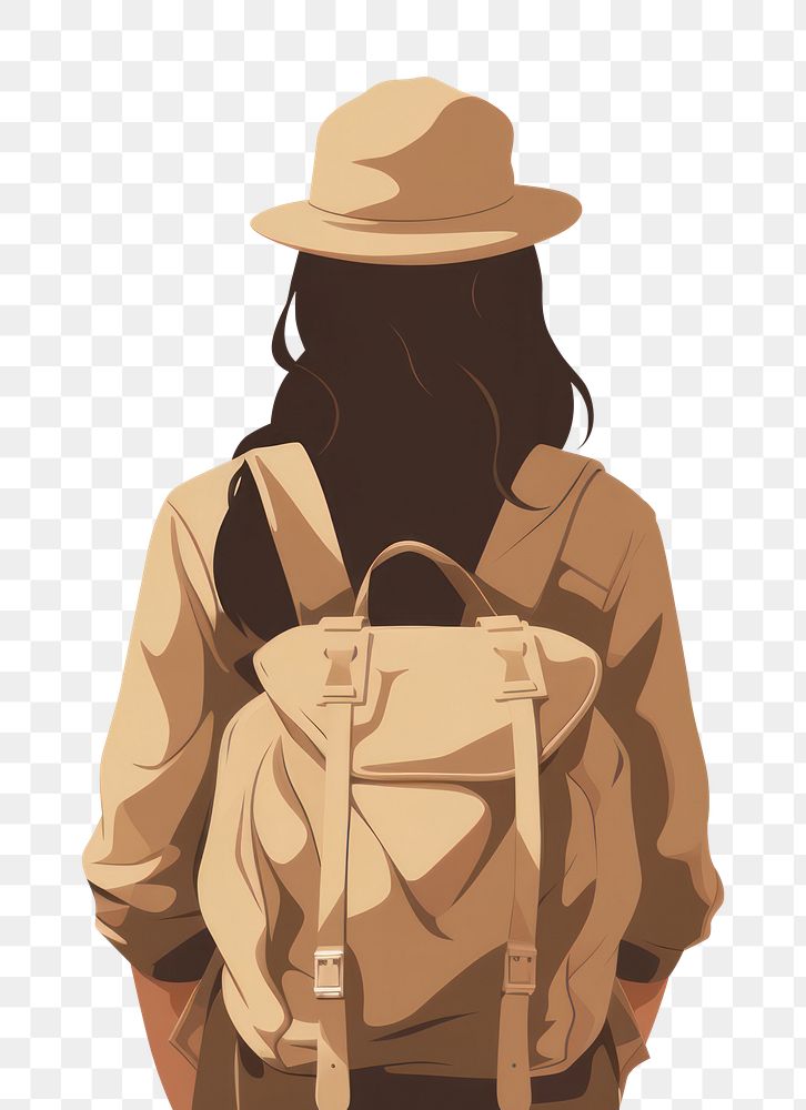 PNG Female adventurer backpack outdoors nature. AI generated Image by rawpixel.