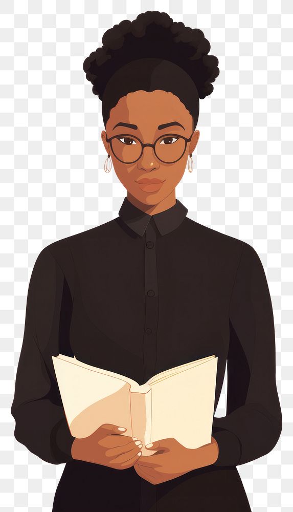 PNG Black female teacher holding a book publication portrait. AI generated Image by rawpixel.