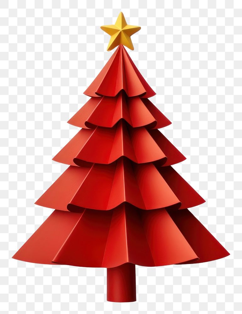 PNG Christmas tree origami paper white background. 
