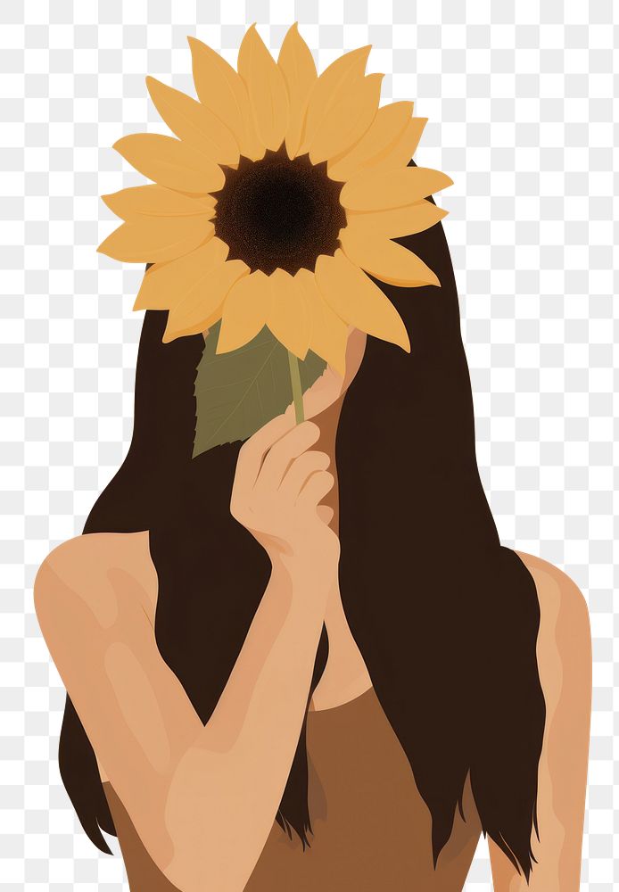 PNG Sunflower plant adult woman. AI generated Image by rawpixel.