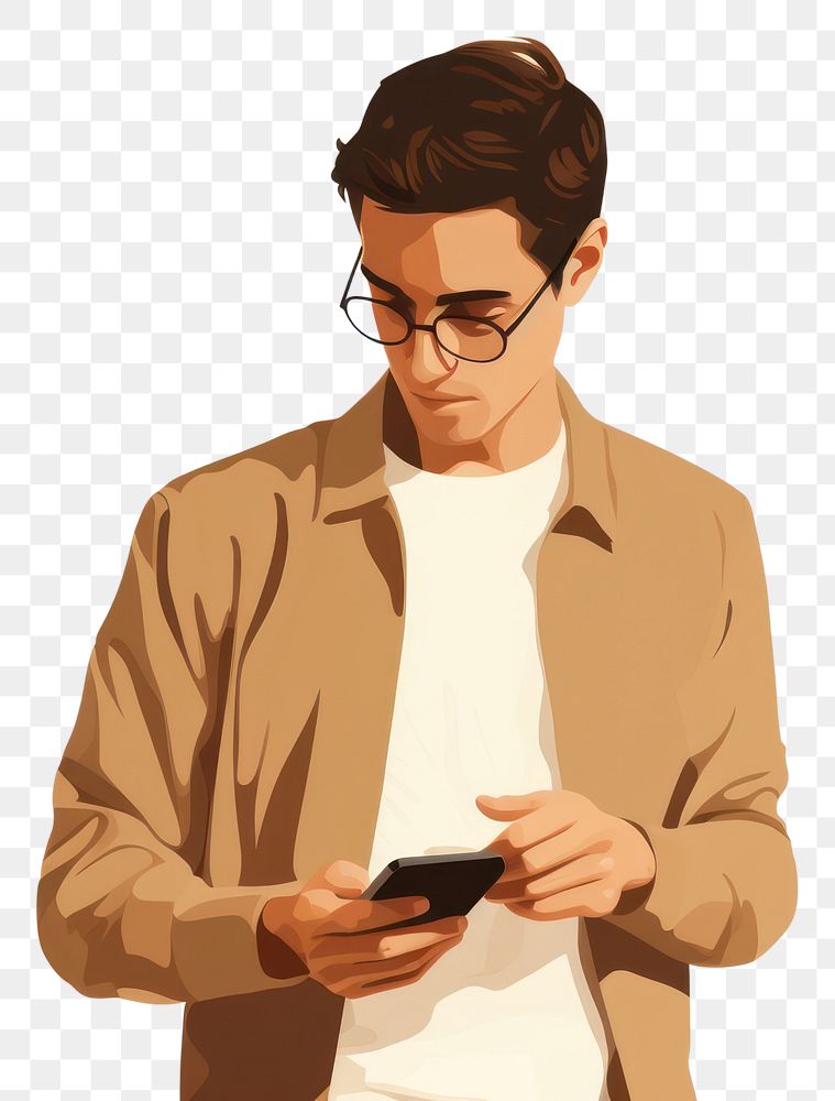 PNG Young man glasses adult phone. AI generated Image by rawpixel.