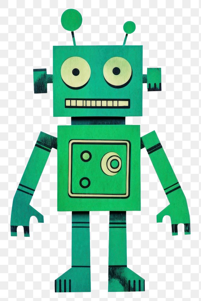 PNG Green robot paper text  