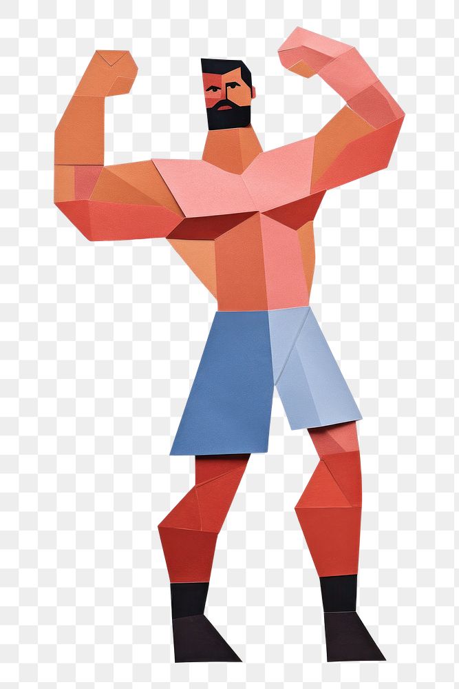 PNG Strong man painting paper art. AI generated Image by rawpixel.