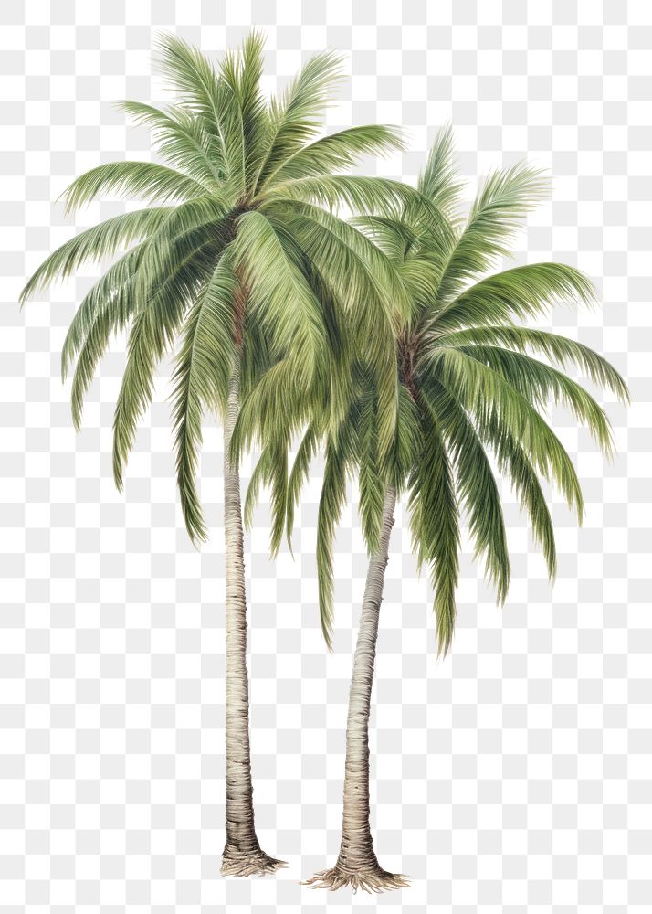 PNG Palm trees drawing plant tranquility. AI generated Image by rawpixel.