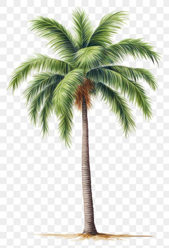 PNG Palm tree drawing plant white background. AI generated Image by rawpixel.