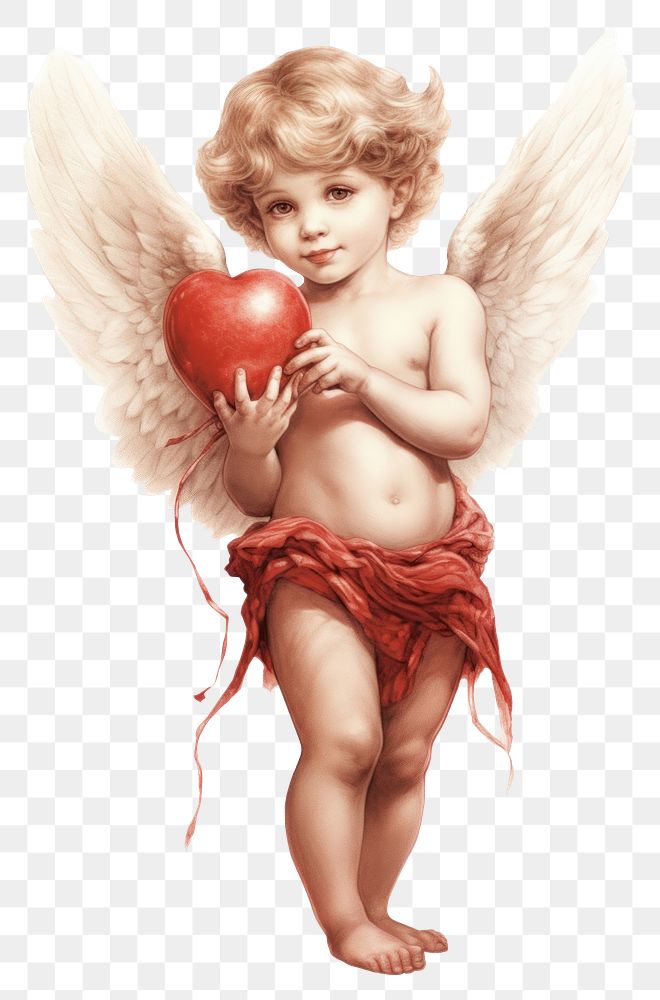 PNG Cupid angel heart baby. AI generated Image by rawpixel.