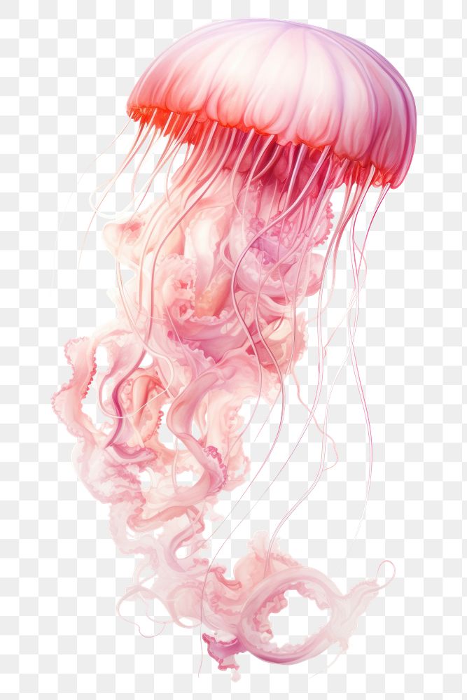 PNG Pink jellyfish drawing sketch invertebrate. AI generated Image by rawpixel.