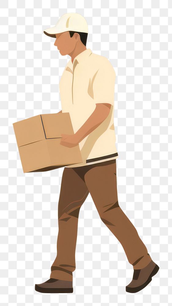 PNG Delivery man cardboard adult delivering. AI generated Image by rawpixel.
