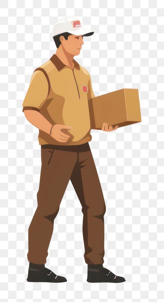 PNG Delivery man cardboard adult delivering. AI generated Image by rawpixel.