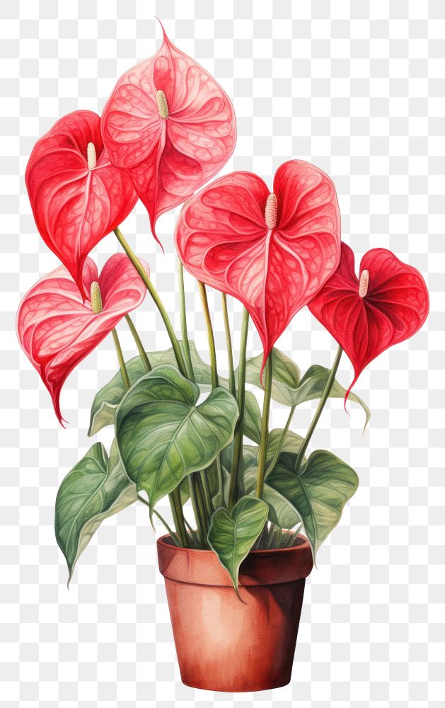 PNG Plant anthurium flower red. AI generated Image by rawpixel.