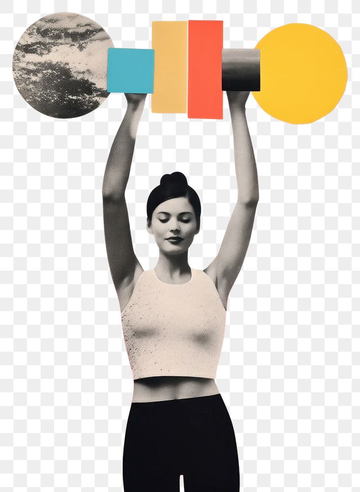 PNG Woman using dumbell art adult determination. AI generated Image by rawpixel.