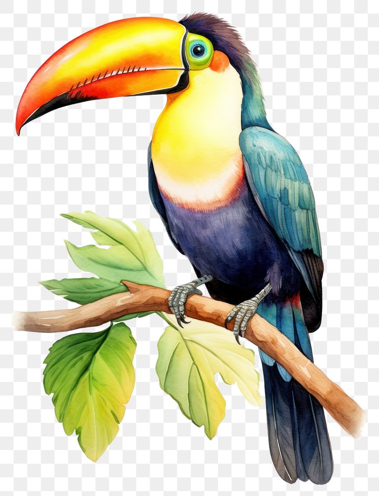 PNG Toucan perched animal bird beak. AI generated Image by rawpixel.
