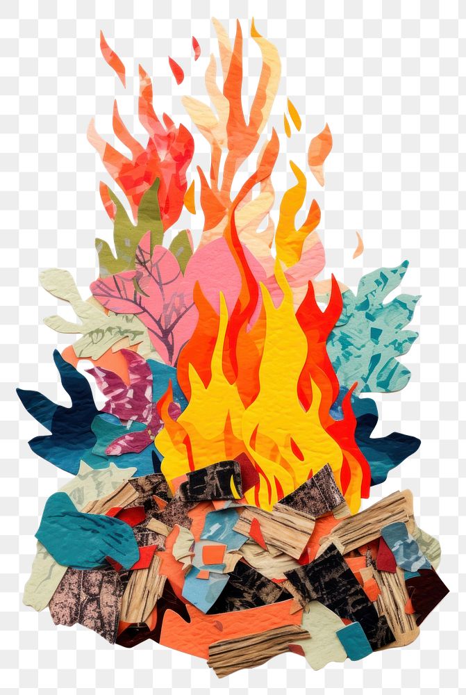 PNG Bonfire fireplace collage paper. 