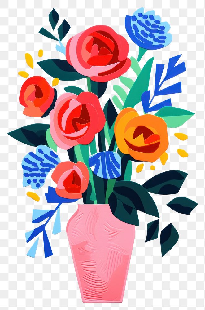 PNG Rose vase painting pattern. AI generated Image by rawpixel.