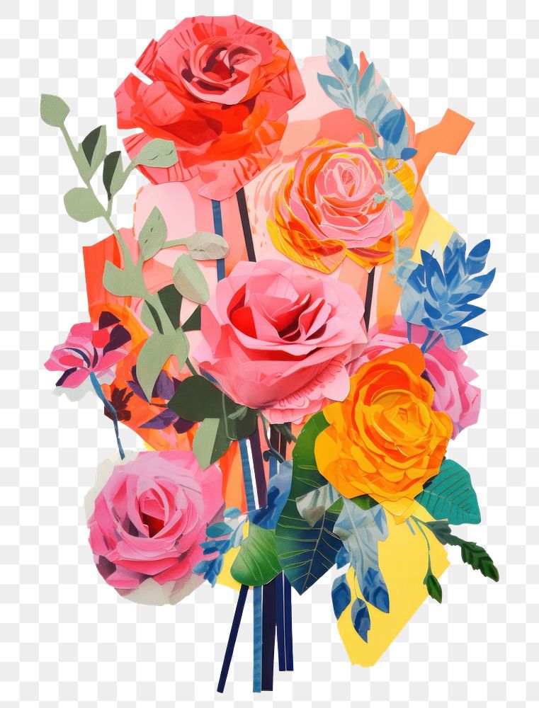 PNG Roses Bouquet rose painting pattern. AI generated Image by rawpixel.