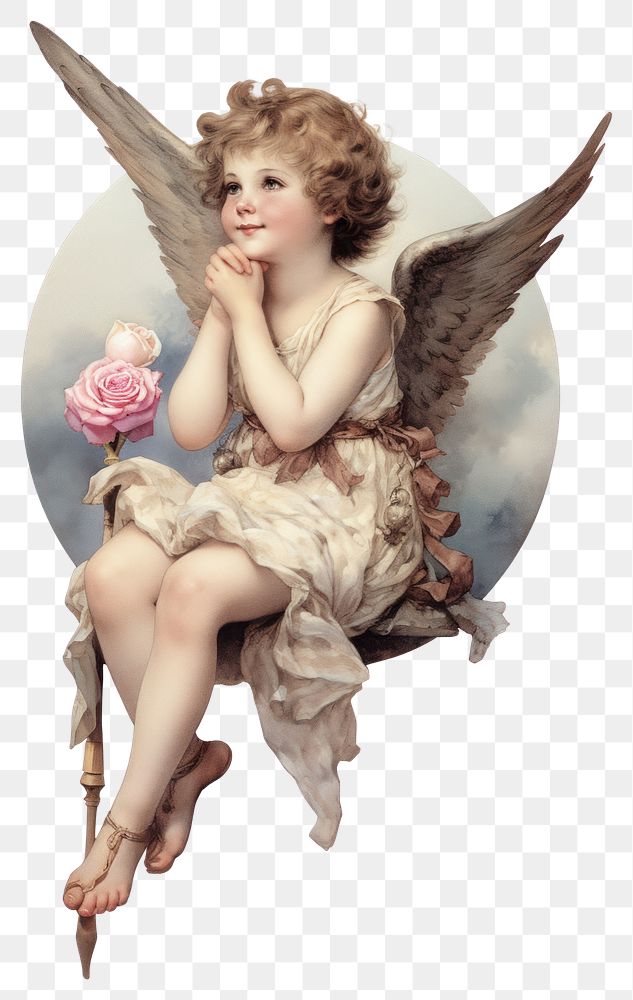 PNG A little child angle angel cupid white background. AI generated Image by rawpixel.