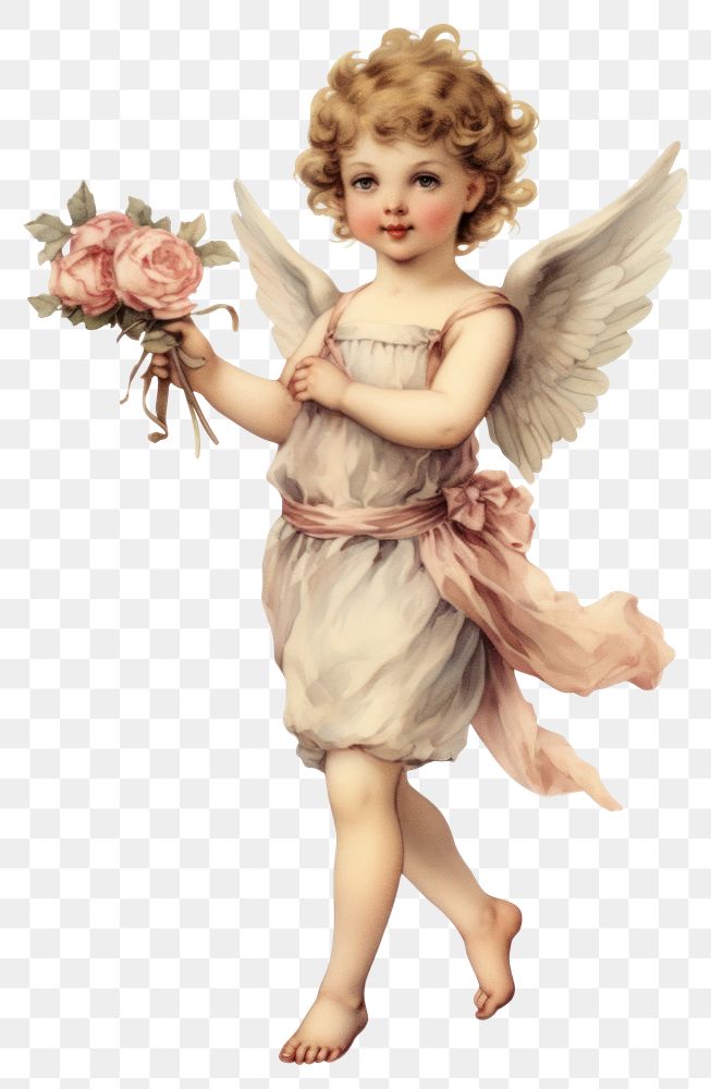 PNG A child angel flower cupid cute. AI generated Image by rawpixel.