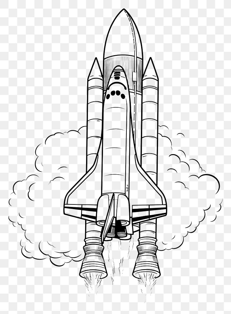 PNG Space shuttle drawing aircraft vehicle. AI generated Image by rawpixel.