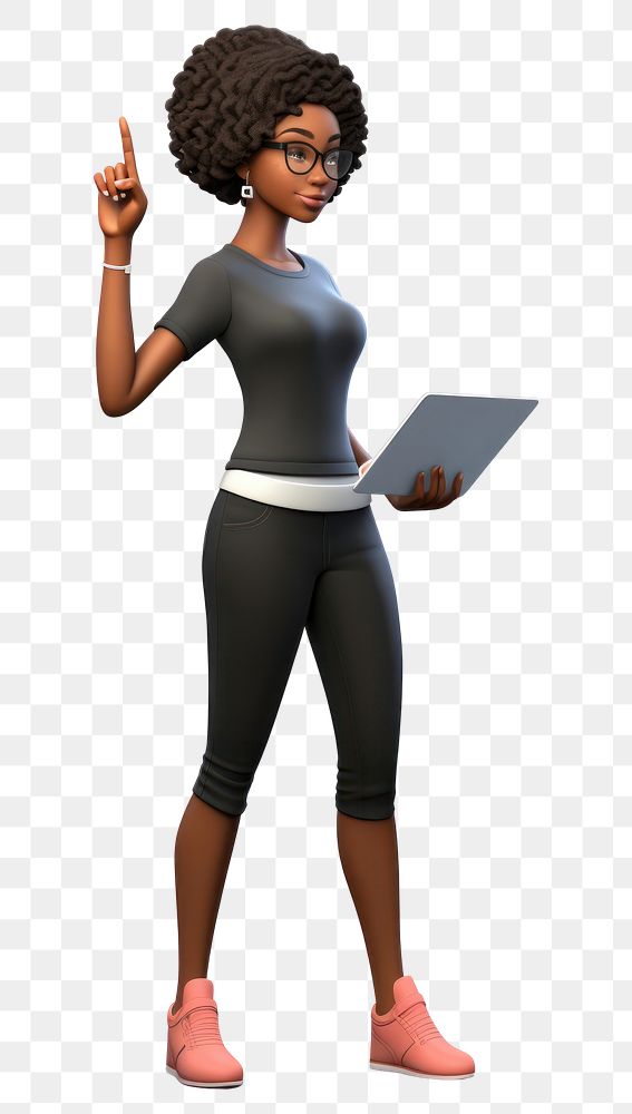 PNG Black female programmer computer standing. AI generated Image by rawpixel.