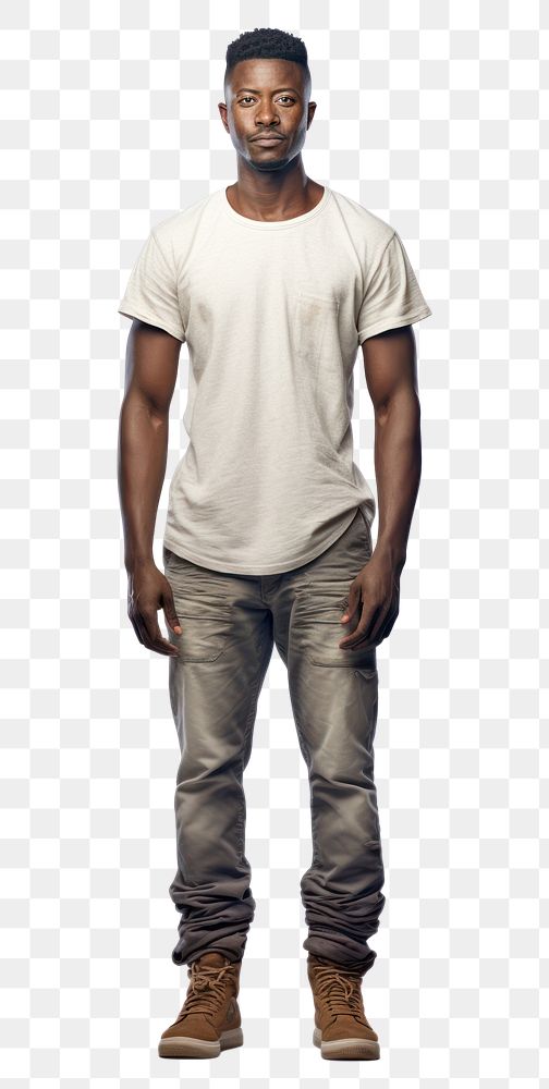 PNG A plain-looking african man portrait standing t-shirt. AI generated Image by rawpixel.