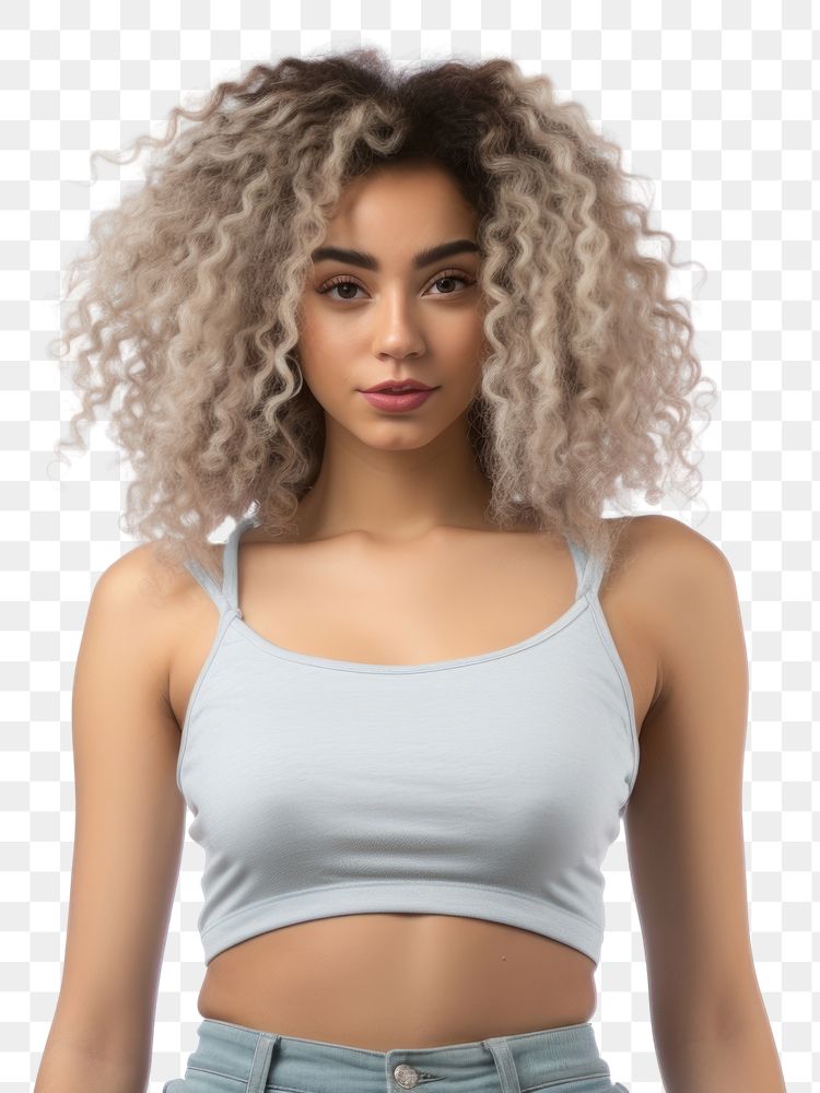 PNG Crop top t shirt adult woman white background. AI generated Image by rawpixel.