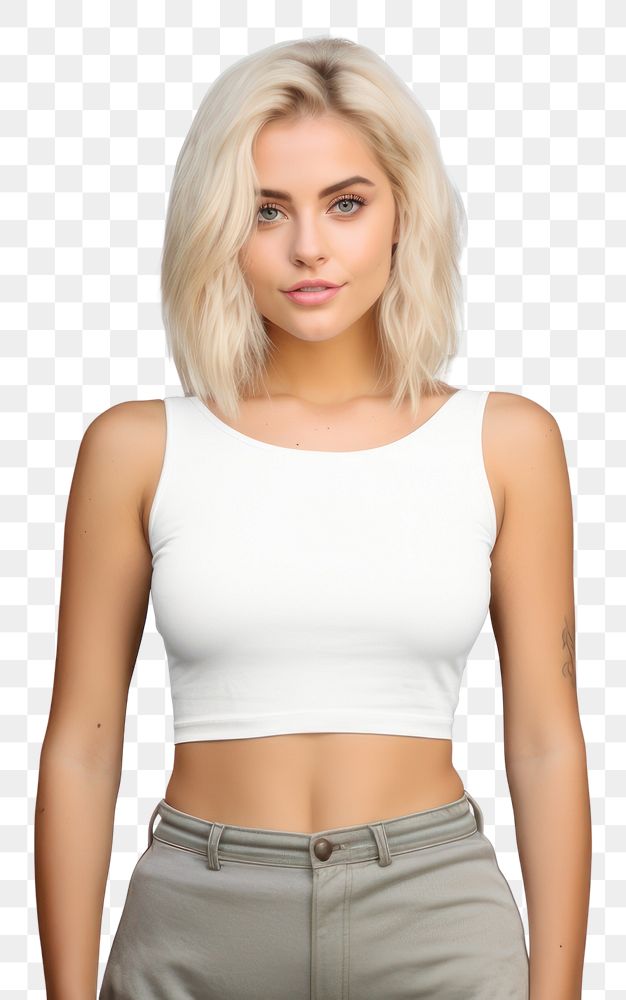 PNG Crop top t shirt blouse adult woman. AI generated Image by rawpixel.