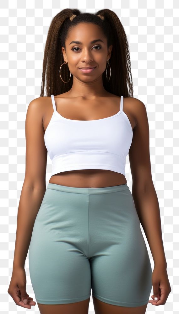 PNG Crop top t shirt shorts white background undergarment. AI generated Image by rawpixel.