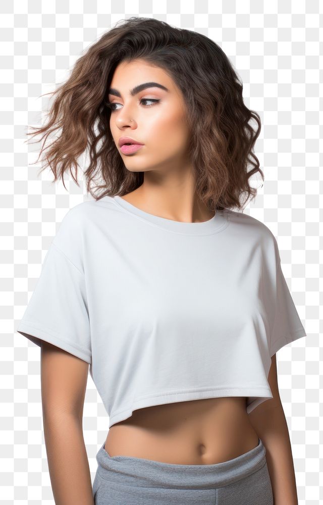 PNG Crop top t shirt t-shirt sleeve blouse. AI generated Image by rawpixel.