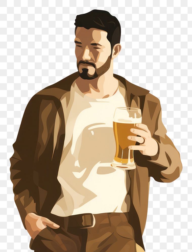 PNG Beer drinking adult man. AI generated Image by rawpixel.