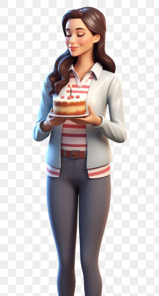 PNG Woman holding cake smiling cartoon adult. AI generated Image by rawpixel.