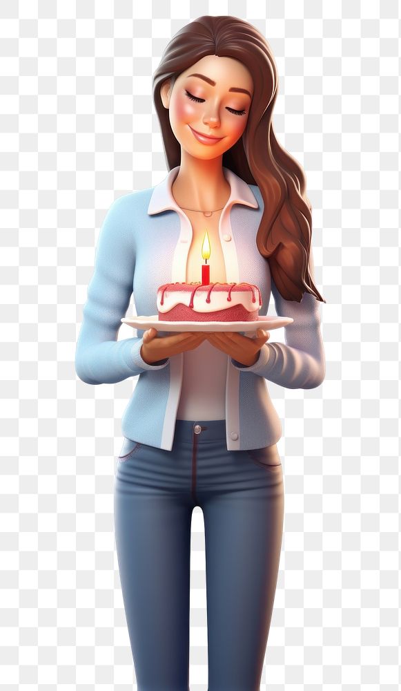PNG Woman holding cake smiling dessert cartoon. AI generated Image by rawpixel.