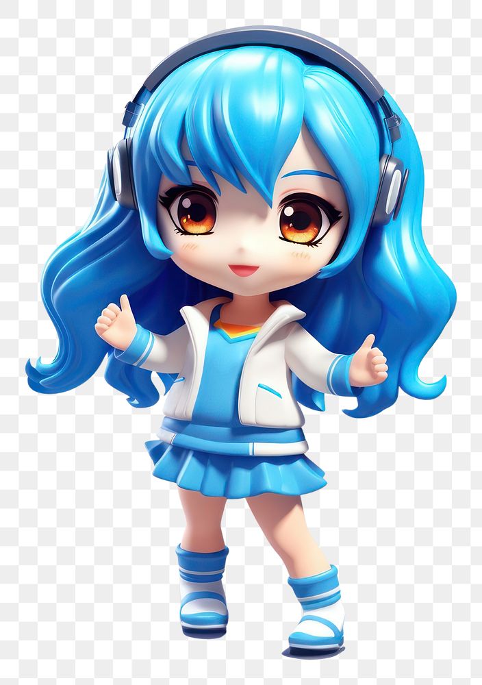 PNG Girl idol singer cartoon cute blue. AI generated Image by rawpixel.