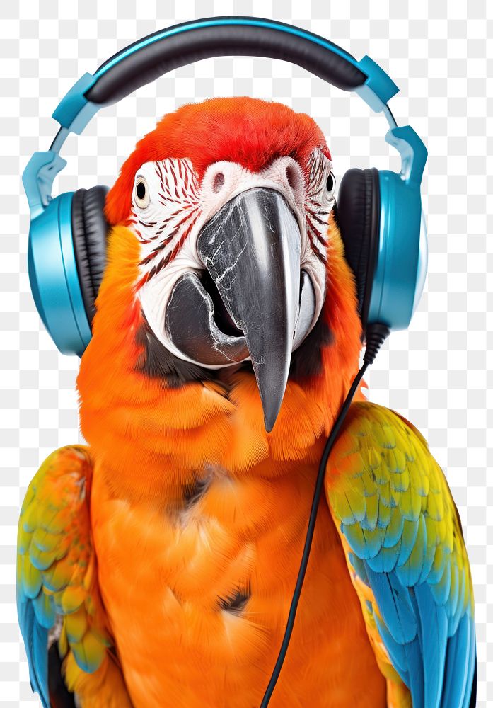 PNG Parrot headphones animal bird. 