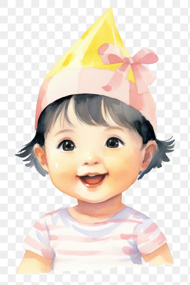 PNG Baby girl birthday portrait smiling cartoon. 