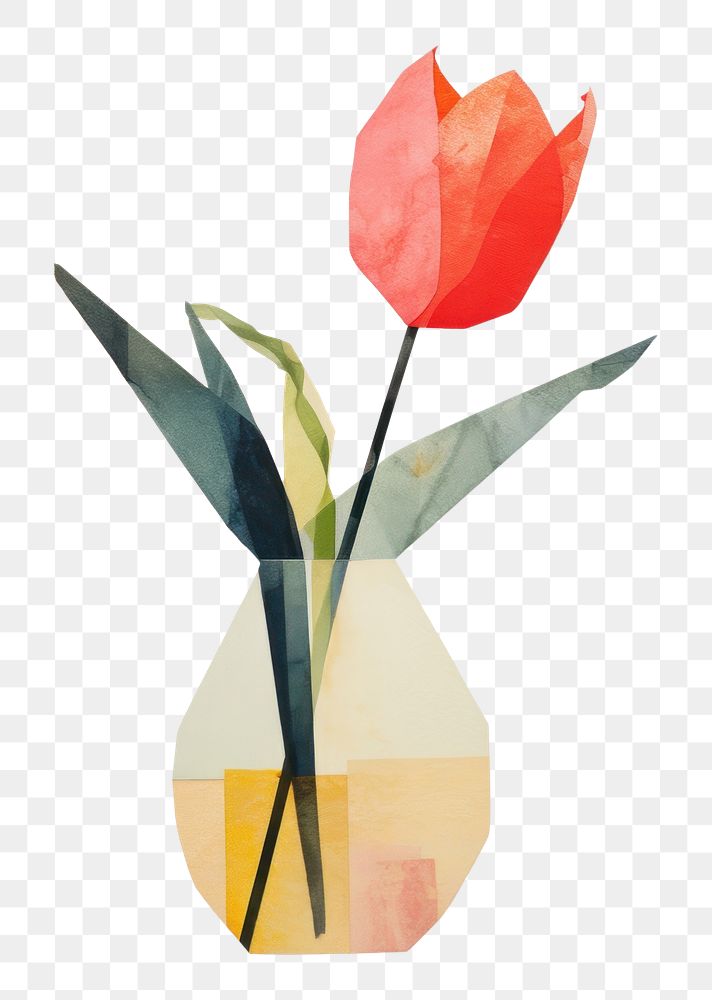 PNG Painting flower tulip plant. AI generated Image by rawpixel.