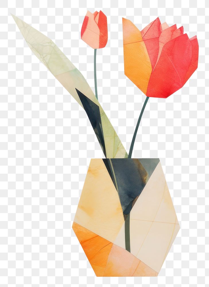 PNG Vase painting flower tulip. AI generated Image by rawpixel.